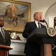 President Donald Trump speaks while flanked by HUD Secretary Ben Carson and Isaac Newton Farris Jr. before signing a proclamation to honor Martin Luther King Jr. Day in the Roosevelt Room at the White House on Jan. 12, 2018, in Washington, DC. (Mark Wilson/Getty Images)